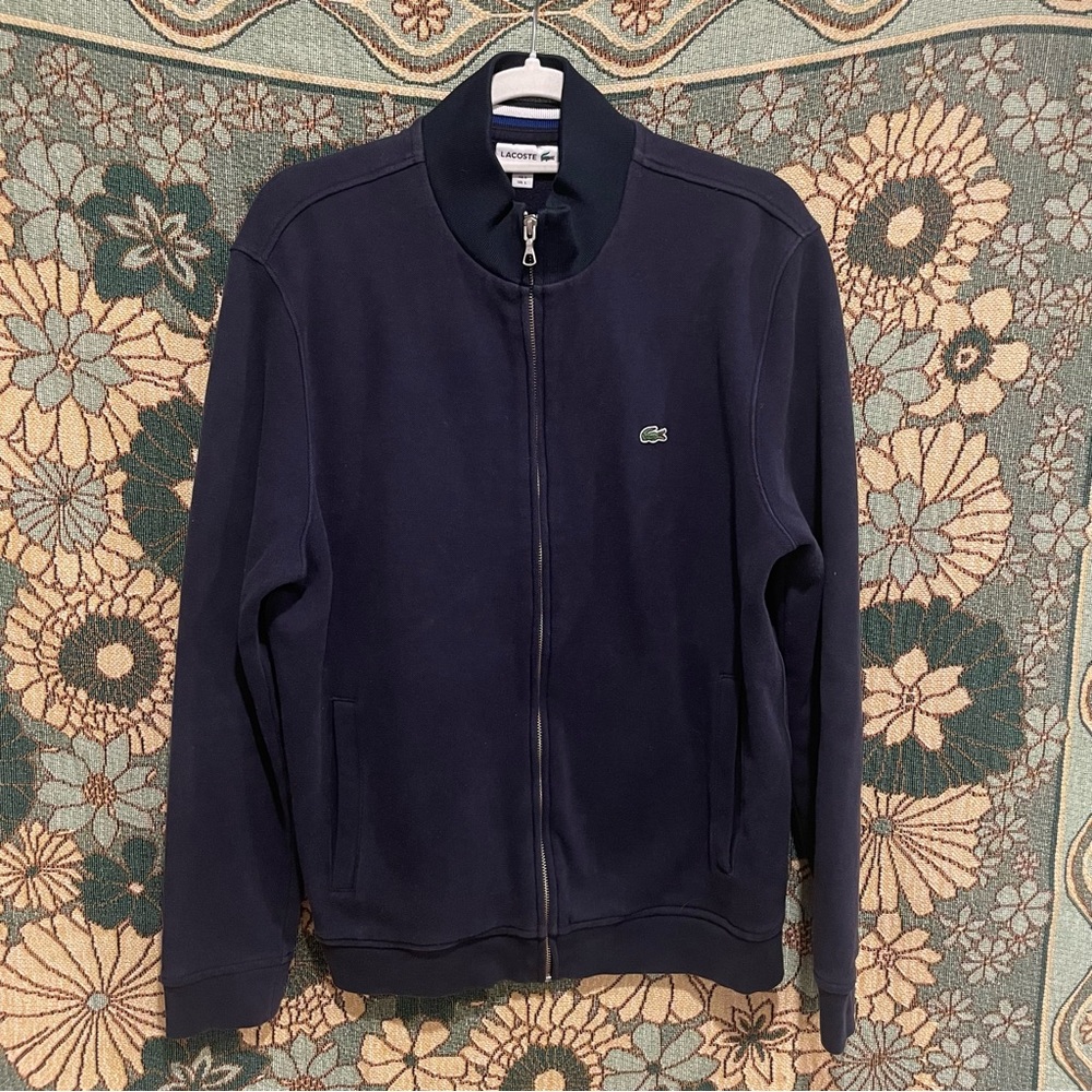 Mens Lacoste Navy Blue Track Jacket Zip Up Hoodie L